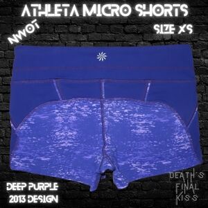 Athleta Deep Purple Athletic Booty Shorts XS Roller Derby Dance Gymnastics Micro